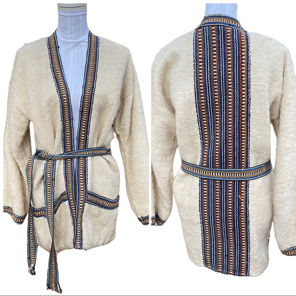 Vintage Handmade Native American Style Belted Open Jacket Medium